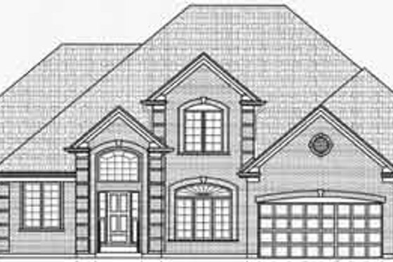 Exterior - Front Elevation for European House Plan #9-113 - 4 bed, 3.5 bath