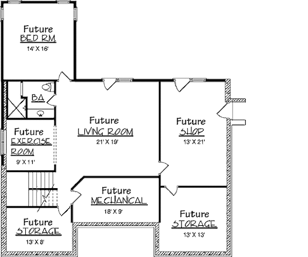 House Plan Design - Prairie Floor Plan - Lower Floor Plan #320-406