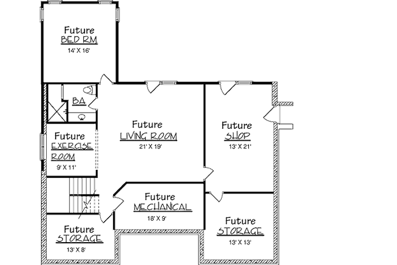 Dream House Plan - Floor Plan - Lower Floor for Prairie House Plan #320-406 - 1 bed, 1.5 bath