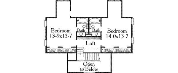 Southern Floor Plan - Upper Floor Plan #406-222