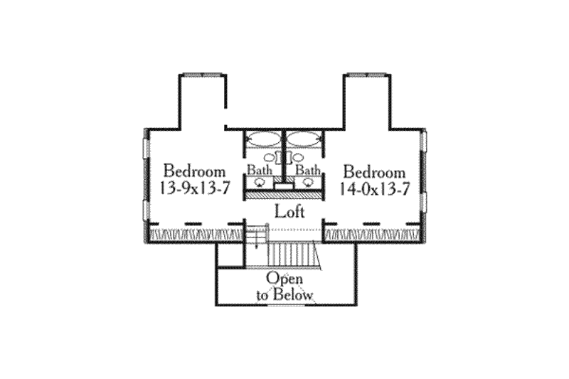Home Plan - Floor Plan - Upper Floor for Southern House Plan #406-222 - 3 bed, 3.5 bath