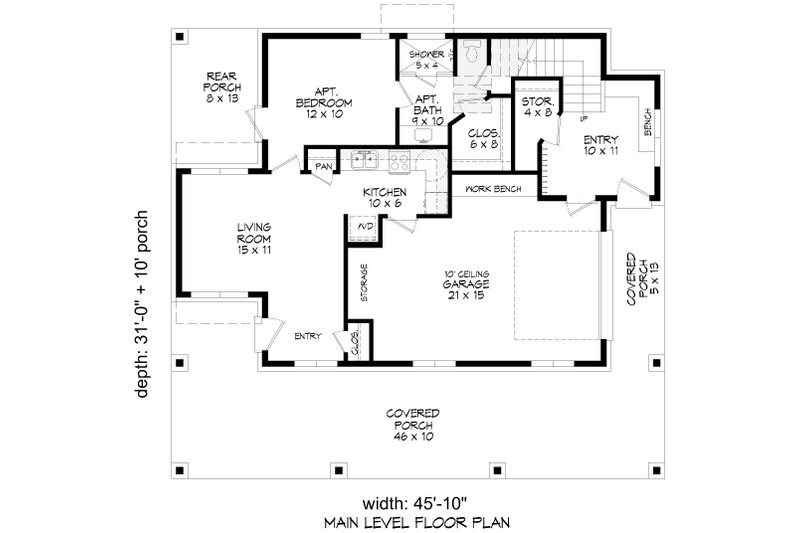 House Design - Floor Plan - Lower Floor for Beach House Plan #932-1120 - 3 bed, 4 bath