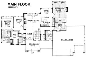 Floor Plan - Main Floor for Craftsman House Plan #51-575 - 4 bed, 2.5 bath