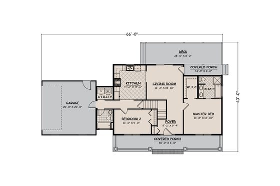 Floor Plan - Main Floor 1 for Ranch House Plan #1082-5 - 2 bed, 2 bath