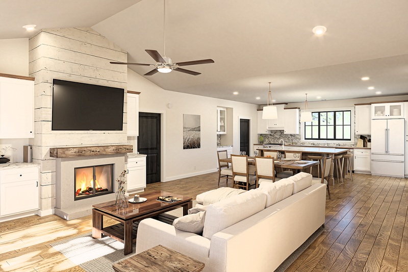 House Design - Interior - Family Room for Farmhouse House Plan #44-270 - 3 bed, 2 bath