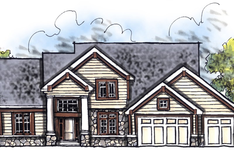 Home Plan - Exterior - Front Elevation for Craftsman House Plan #70-623 - 4 bed, 2.5 bath