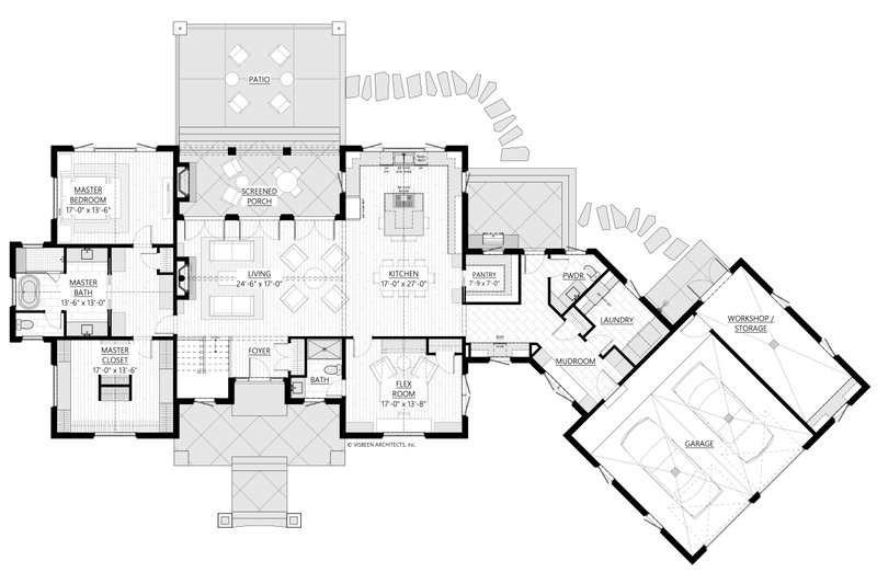 House Plan Design - Floor Plan - Main Floor for Farmhouse House Plan #928-369 - 5 bed, 3.5 bath