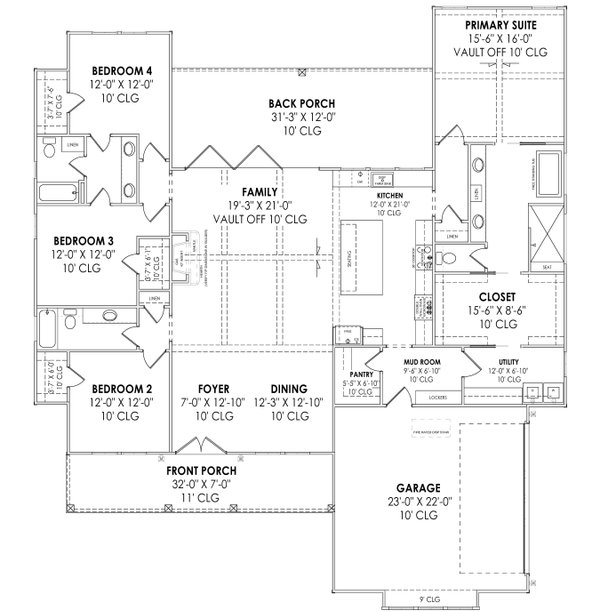 Craftsman Floor Plan - Main Floor Plan #1096-73