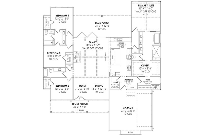 House Plan Design - Floor Plan - Main Floor for Craftsman House Plan #1096-73 - 4 bed, 3 bath