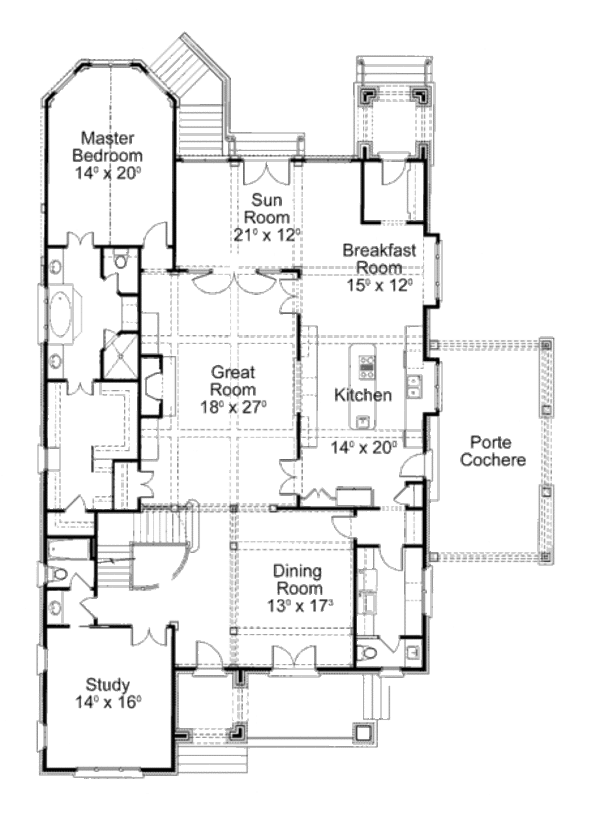 Home Plan - European Floor Plan - Main Floor Plan #429-44