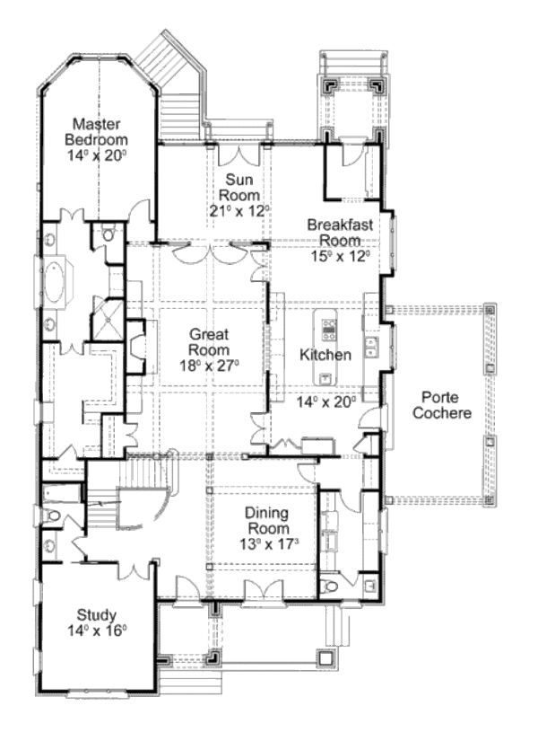 Dream House Plan - European Floor Plan - Main Floor Plan #429-44