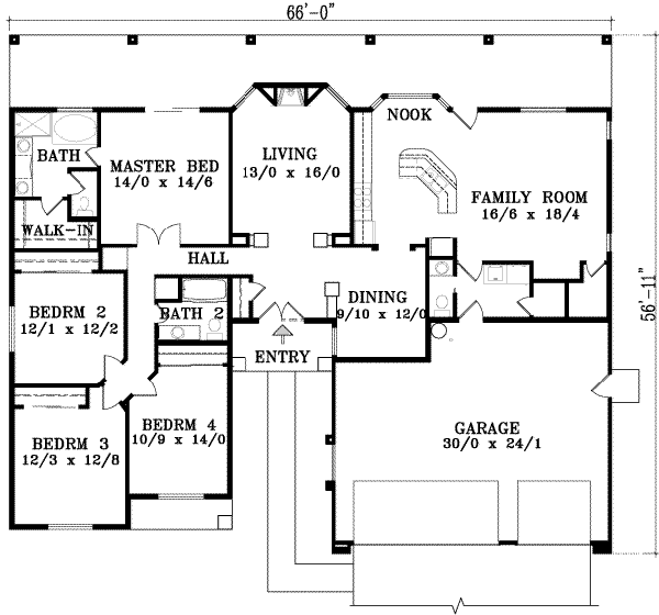 Adobe / Southwestern Floor Plan - Main Floor Plan #1-1434
