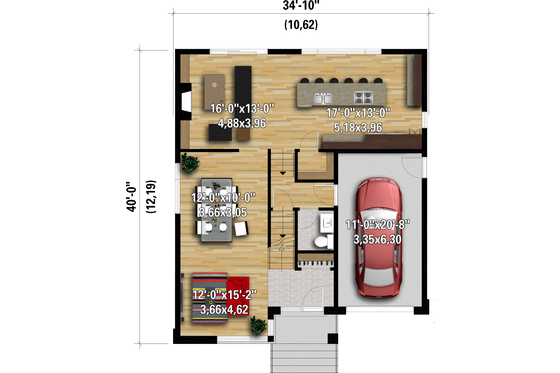 Floor Plan - Main Floor for Contemporary House Plan #25-4913 - 3 bed, 1.5 bath