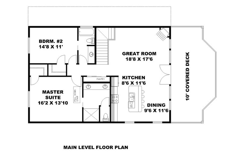 House Design - Floor Plan - Main Floor for Cabin House Plan #117-998 - 2 bed, 2.5 bath