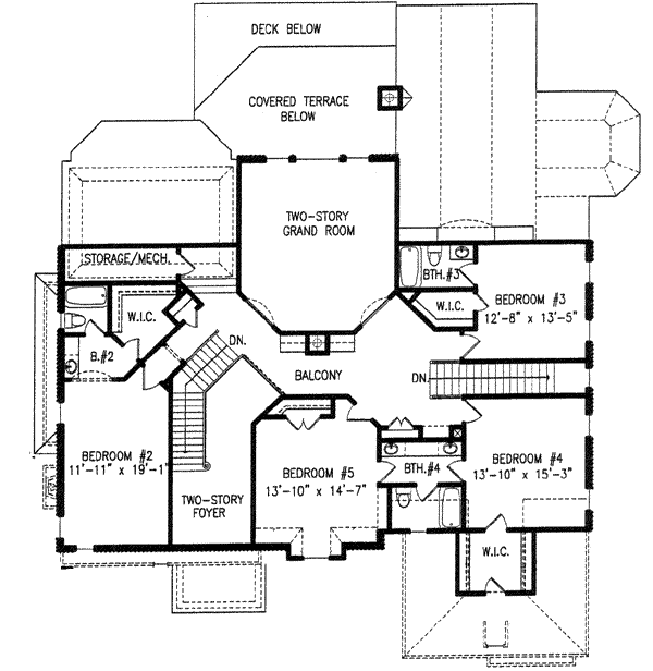 European Floor Plan - Upper Floor Plan #54-157