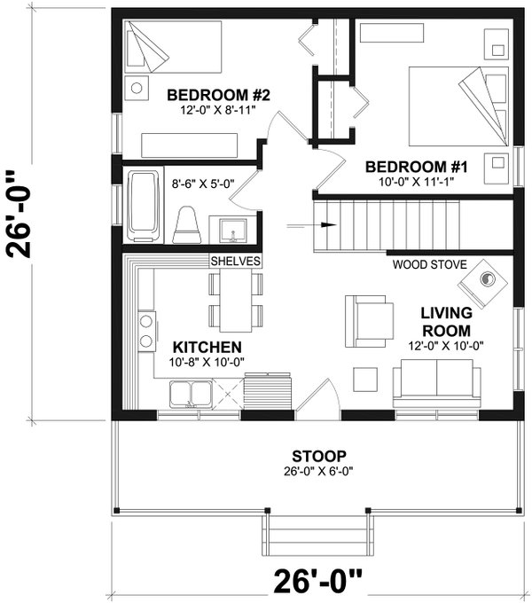 Architectural House Design - Cabin Floor Plan - Main Floor Plan #23-2301