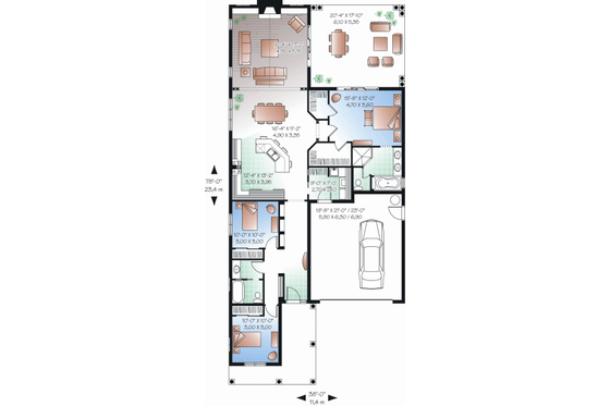 Floor Plan - Main Floor for Traditional House Plan #23-2207 - 3 bed, 2 bath