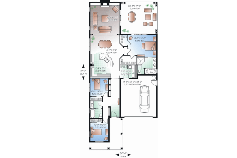 Home Plan - Floor Plan - Main Floor for Traditional House Plan #23-2207 - 3 bed, 2 bath