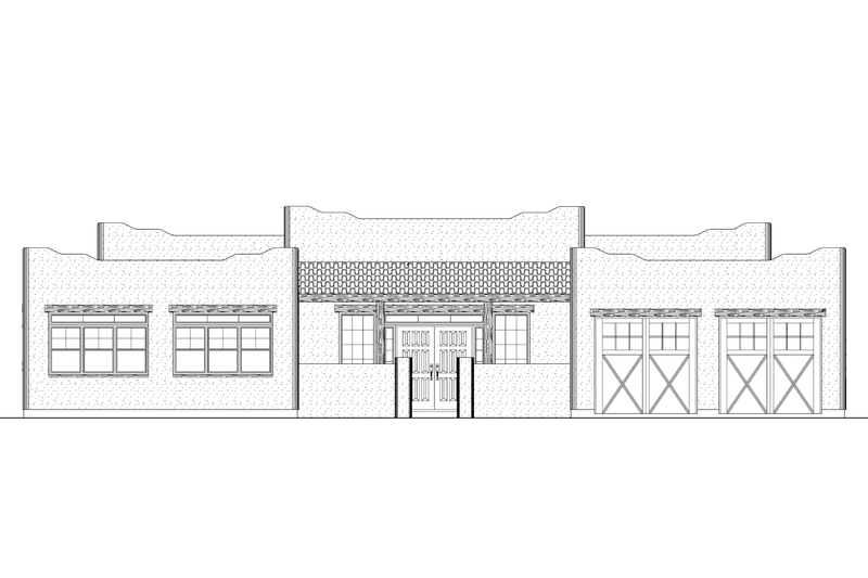 House Design - Exterior - Other Elevation for Adobe / Southwestern House Plan #126-288 - 4 bed, 2.5 bath