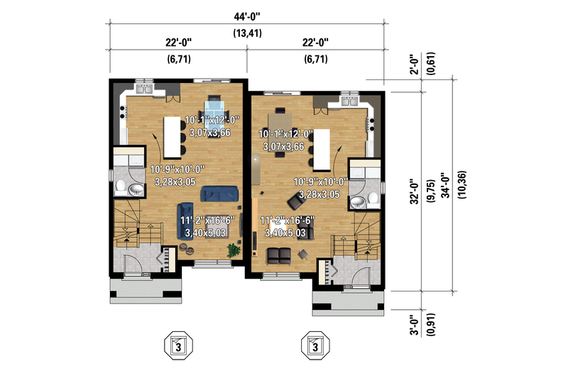 House Blueprint - Floor Plan - Main Floor 1 for Contemporary House Plan #25-4394 - 6 bed, 2 bath