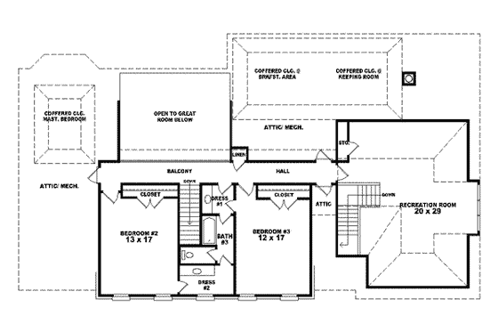 Floor Plan - Upper Floor for Southern House Plan #81-605 - 3 bed, 3.5 bath