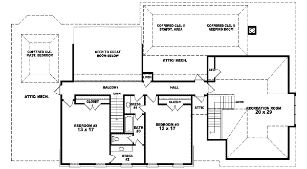 Southern Floor Plan - Upper Floor Plan #81-605