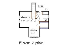 Floor Plan - Upper Floor for Bungalow House Plan #79-141 - 3 bed, 2 bath