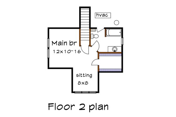 Floor Plan - Upper Floor for Bungalow House Plan #79-141 - 3 bed, 2 bath