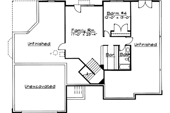 Floor Plan - Lower Floor for Traditional House Plan #31-116 - 3 bed, 2 bath