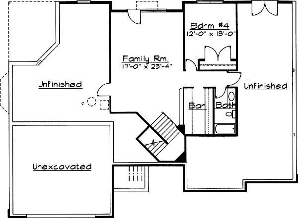 Traditional Floor Plan - Lower Floor Plan #31-116
