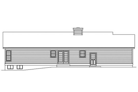 Exterior - Rear Elevation for Ranch House Plan #57-108 - 3 bed, 2 bath