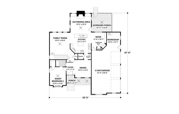Craftsman Floor Plan - Main Floor Plan #56-642