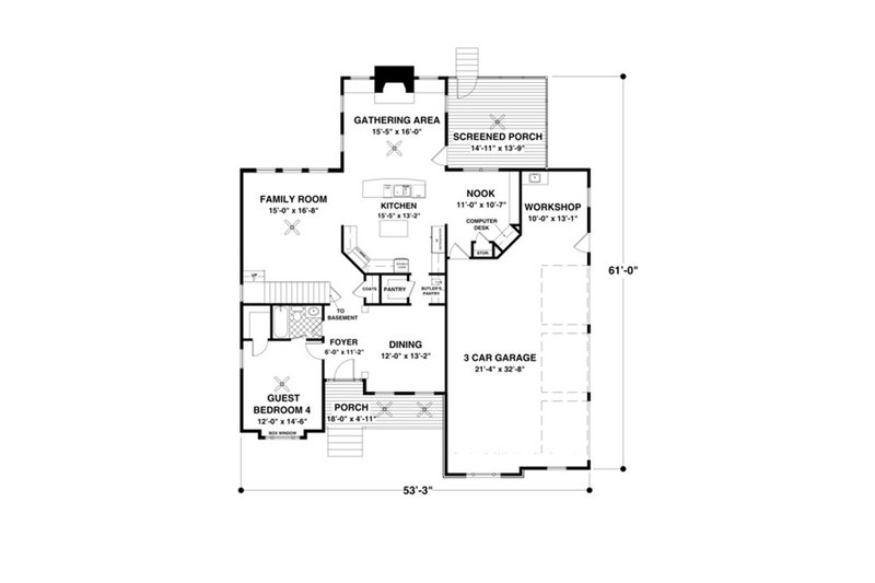 Home Plan - Floor Plan - Main Floor for Craftsman House Plan #56-642 - 4 bed, 4 bath