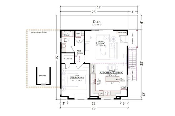 Floor Plan - Upper Floor for Farmhouse House Plan #1099-10 - 1 bed, 1 bath