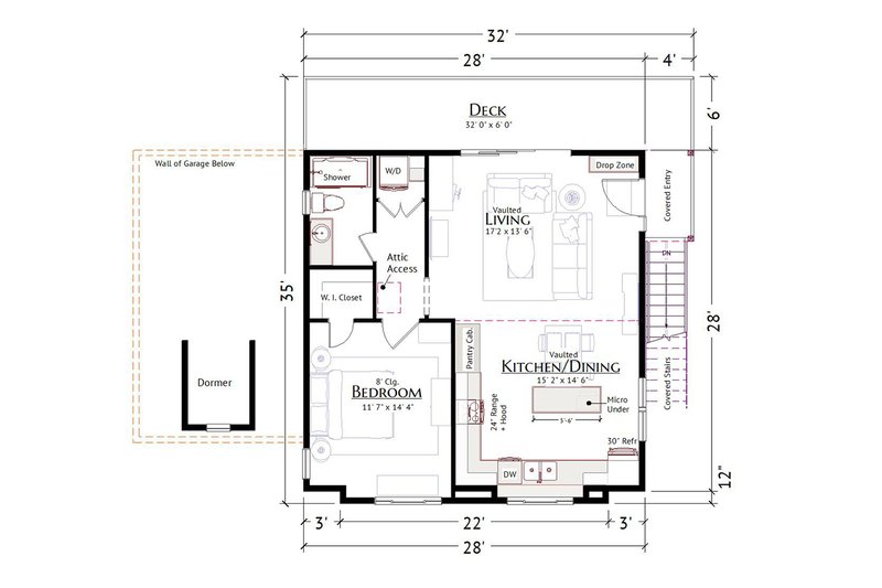 Architectural House Design - Floor Plan - Upper Floor for Farmhouse House Plan #1099-10 - 1 bed, 1 bath