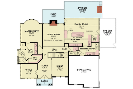 Floor Plan - Main Floor for Traditional House Plan #119-477 - 4 bed, 3.5 bath
