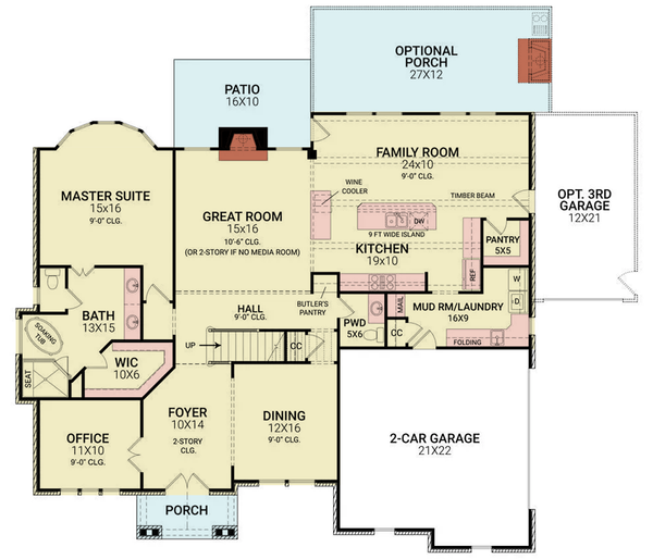 Dream House Plan - Floor Plan - Main Floor for Traditional House Plan #119-477 - 4 bed, 3.5 bath