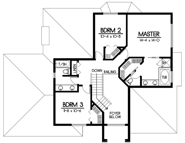 Traditional Floor Plan - Upper Floor Plan #100-429