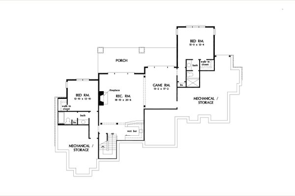 Farmhouse Floor Plan - Lower Floor Plan #929-1186