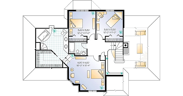 Architectural House Design - European Floor Plan - Upper Floor Plan #23-2012