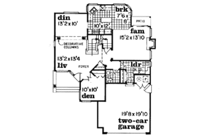 Floor Plan - Main Floor for Traditional House Plan #47-213 - 3 bed, 2.5 bath