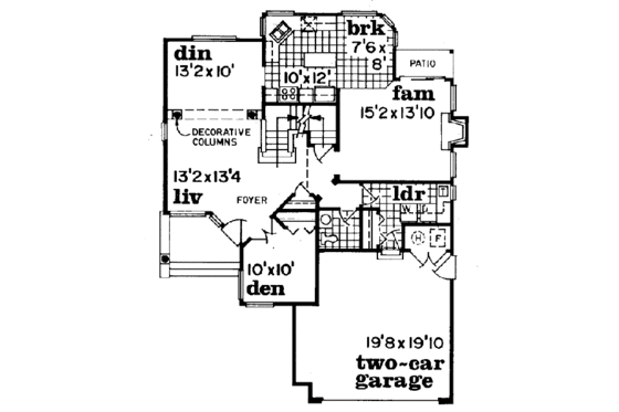 Floor Plan - Main Floor for Traditional House Plan #47-213 - 3 bed, 2.5 bath