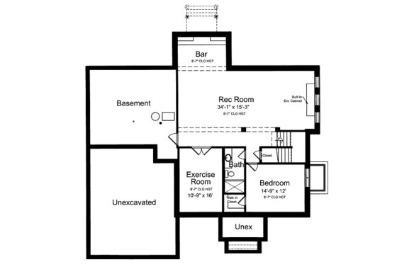 Floor Plan - Lower Floor for Colonial House Plan #46-507 - 6 bed, 5.5 bath