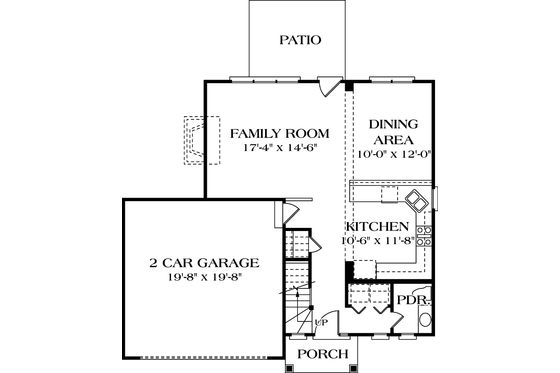 Floor Plan - Main Floor for Colonial House Plan #453-67 - 3 bed, 2.5 bath