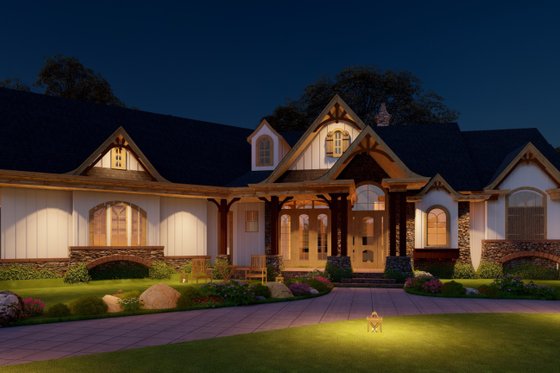 Exterior - Front Elevation 6 for Ranch House Plan #54-467 - 3 bed, 2.5 bath