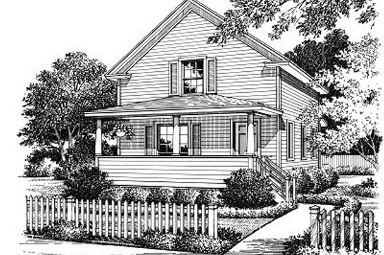 Exterior - Front Elevation for Traditional House Plan #417-121 - 2 bed, 1.5 bath