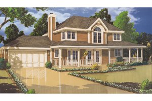 Exterior - Front Elevation 3 for Farmhouse House Plan #3-317 - 3 bed, 2.5 bath