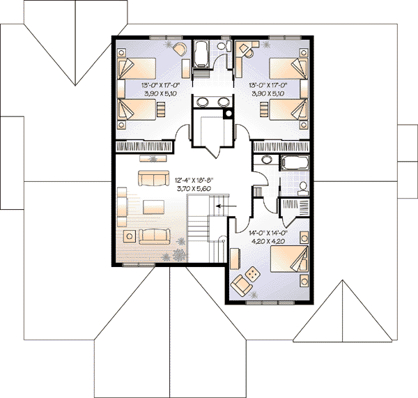 Bungalow Floor Plan - Upper Floor Plan #23-402
