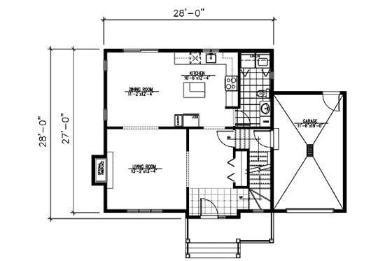 Floor Plan - Main Floor for Country House Plan #138-254 - 3 bed, 1.5 bath
