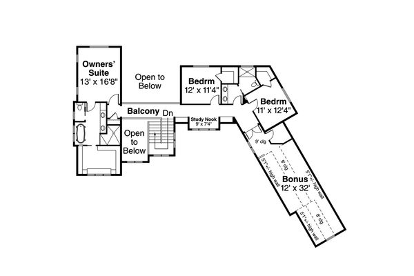 Traditional Floor Plan - Upper Floor Plan #124-1033